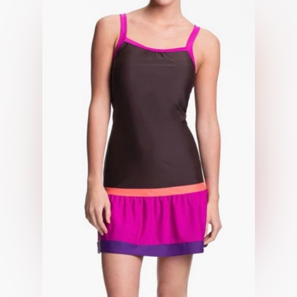 Prana Mauve Colorblock Swim Dress Swim Suit Size Medium Nwot